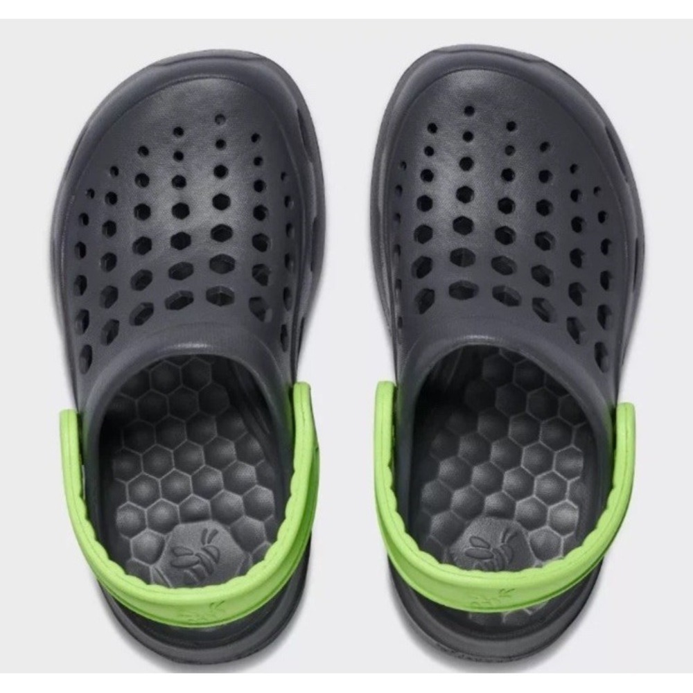 Joybees Toddler Harper Slip-On Clogs Charcoal Gray/Lime - Kids Toddler Size 8 9